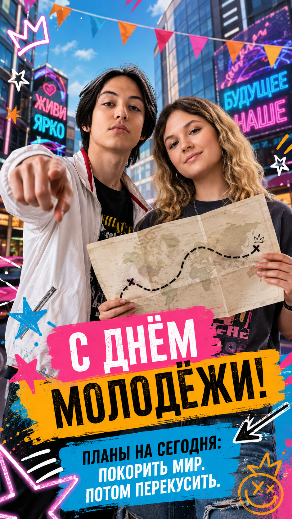 Фотооткрытка «Планы? Покорить мир»