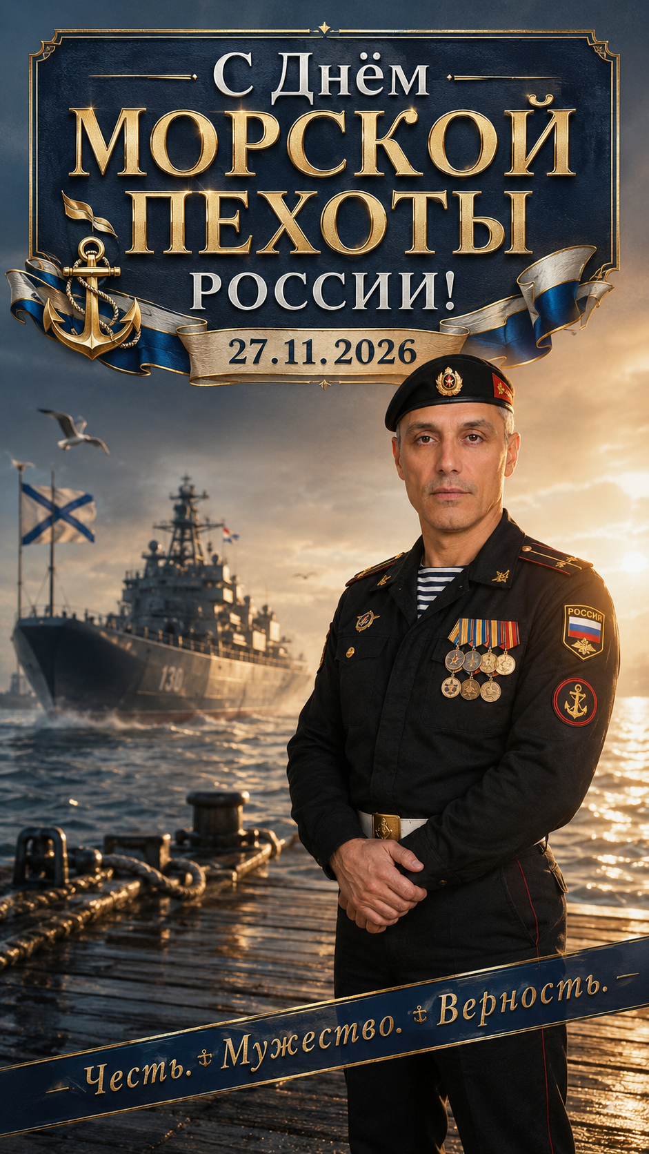 День морской пехоты России — 27.11.2026 — торжественный портрет у причала