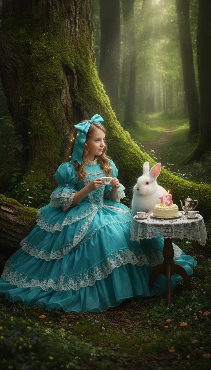  Фотосессия на 13 лет с кроликом в сказочном лесу