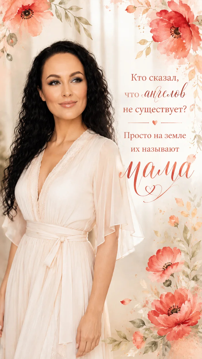 Фотосессия нежная открытка с цитатой и цветами