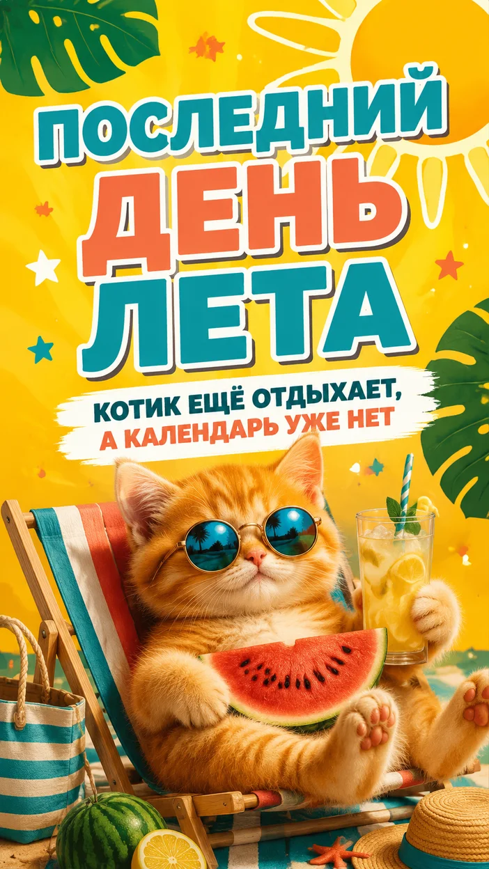 Фотосессия последнего дня лета с котёнком