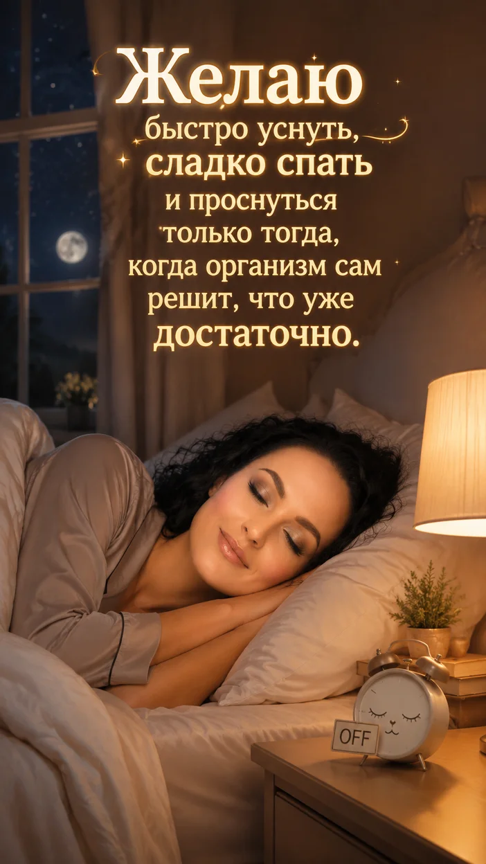 Фотооткрытка для всех с пожеланием "Желаю быстро уснуть, сладко спать и проснуться только тогда, когда организм сам решит, что уже достаточно."