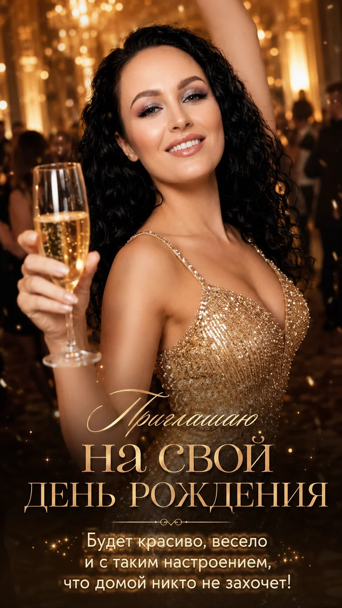 баннер-приглашение с шампанским 