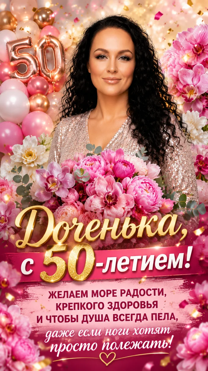 Фотооткрытка для дочери на 50 лет