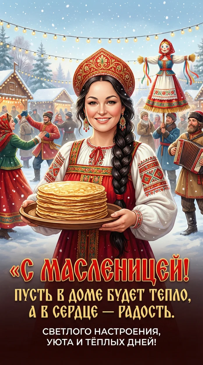 Открытка С масленицей и вашим фото 