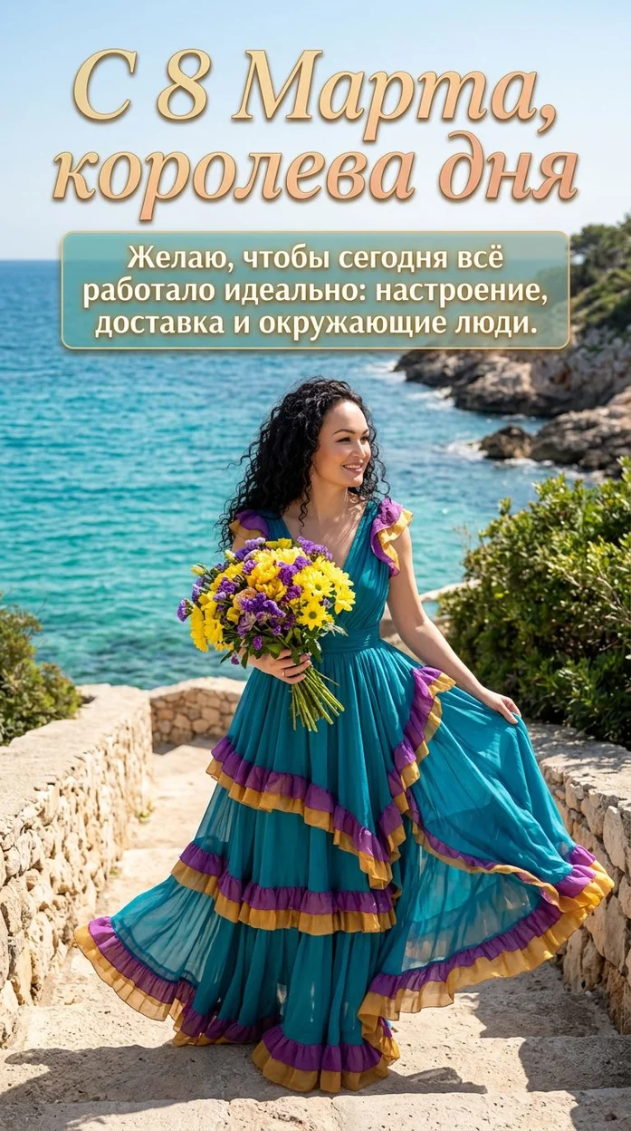 Открытка с 8 марта и вашим фото Королева дня 