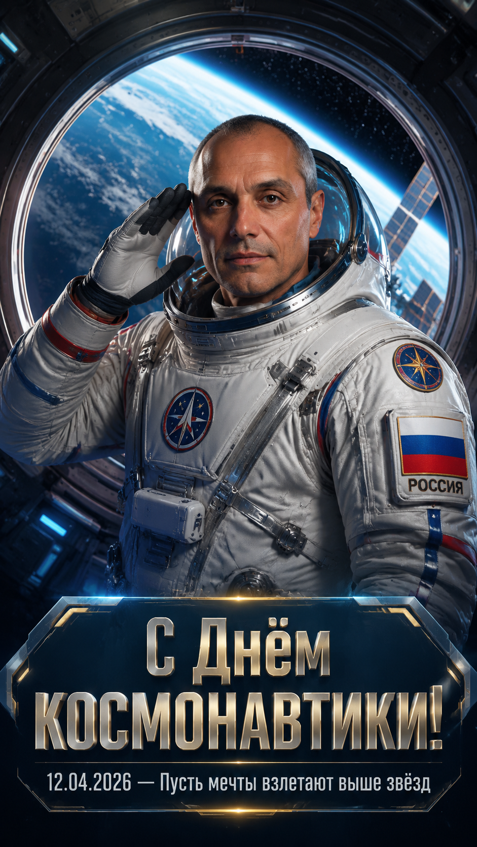 День космонавтики — 12.04.2026 — торжественный портрет в невесомости