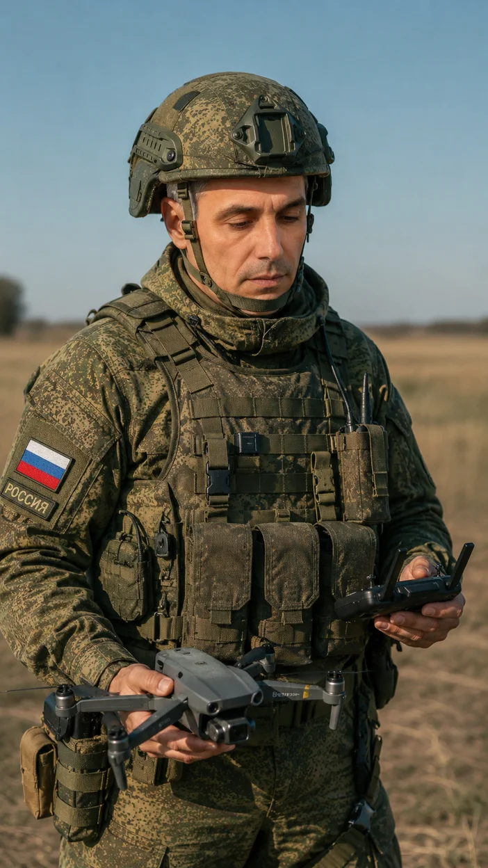 Фотосессия военного оператора с дроном 