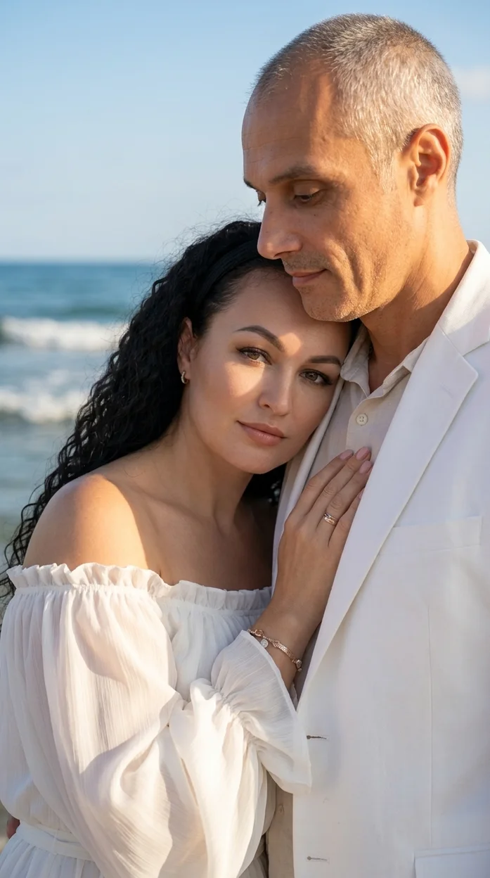  Романтический портрет пары у моря