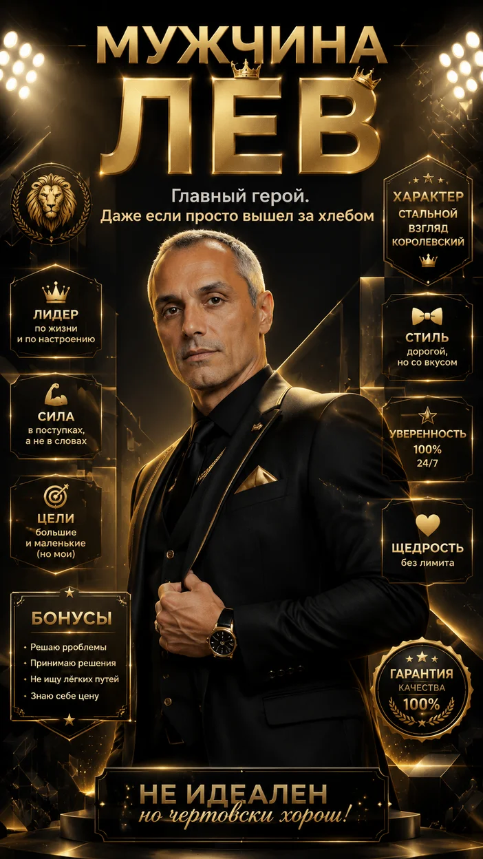 Фотосессия «Мужчина Лев» глянцевый банер