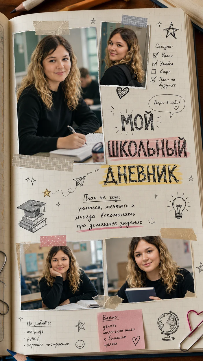 Фотосессия страницы школьного дневника