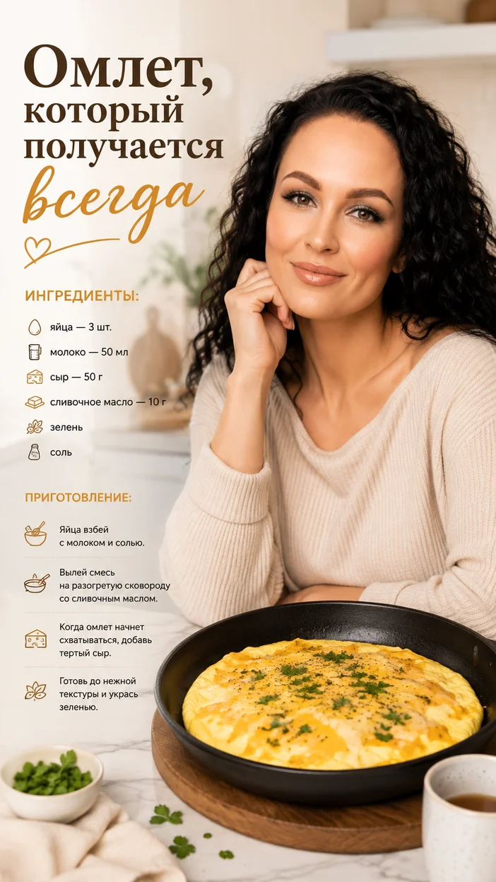 Фотосессия омлета с сыром