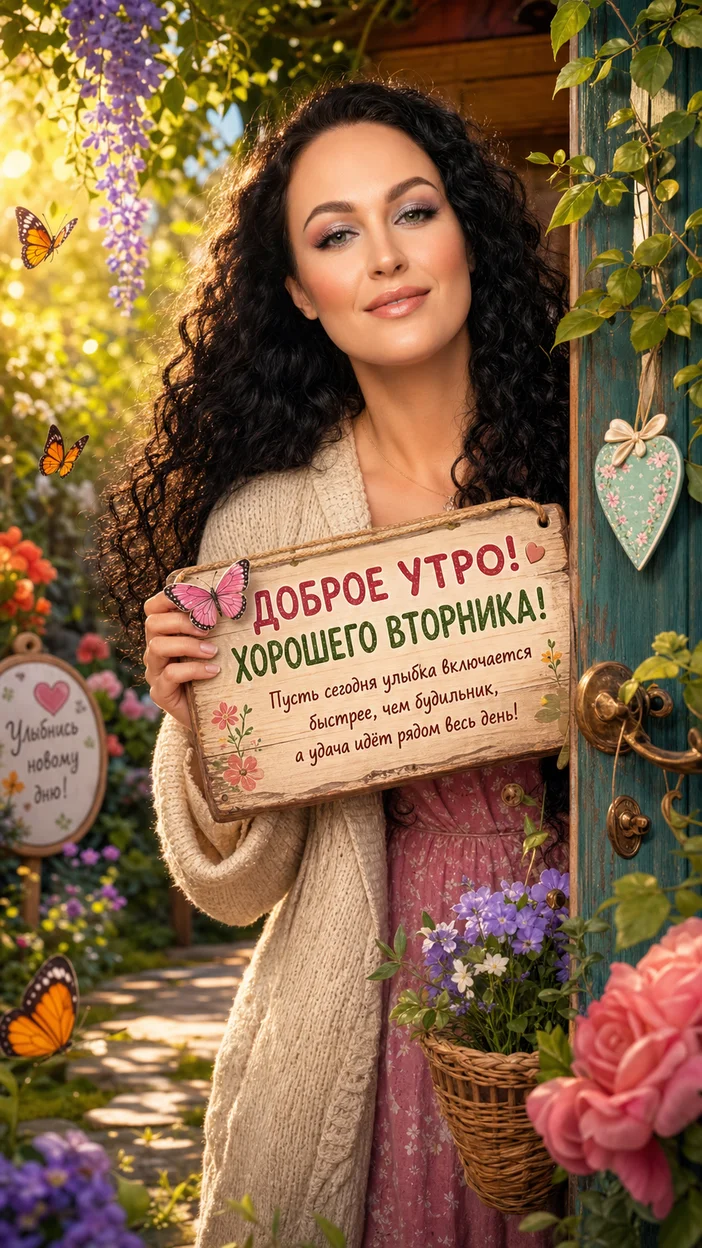 Фотооткрытка для всех с пожеланием "ДОБРОЕ УТРО! ХОРОШЕГО ВТОРНИКА!"