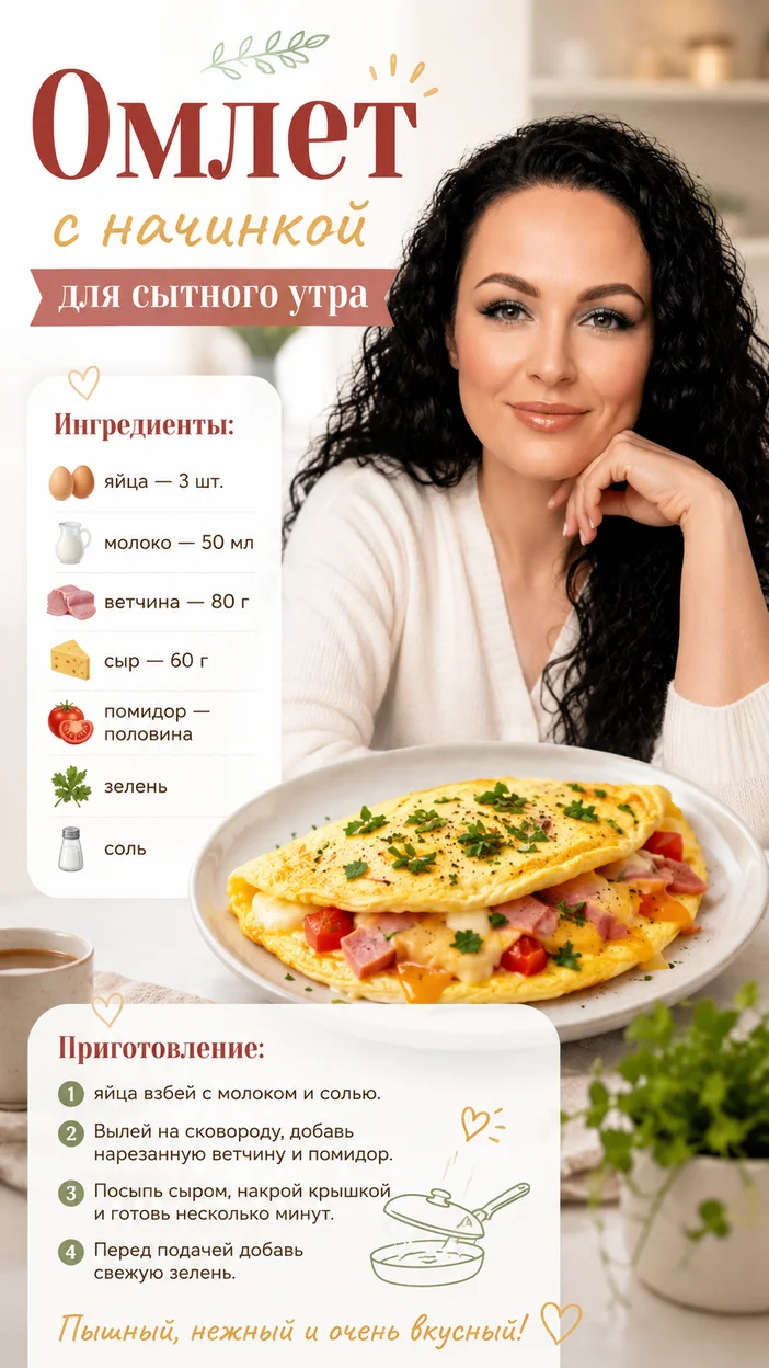 Фотосессия омлета с начинкой