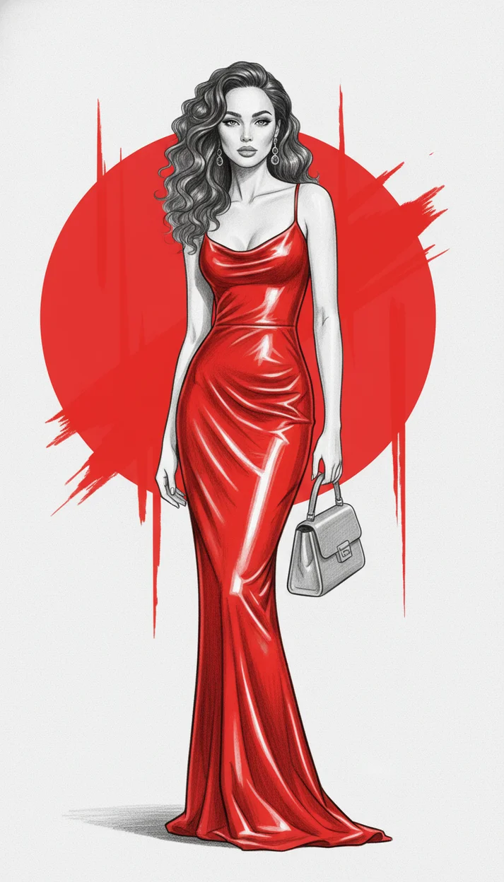 Гламурная иллюстрация с красным акцентом в стиле fashion-арта