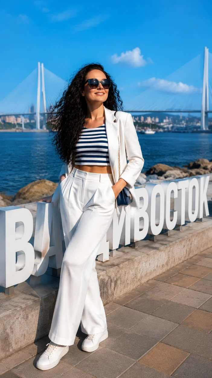 Фотосессия девушки на фоне Владивостока
