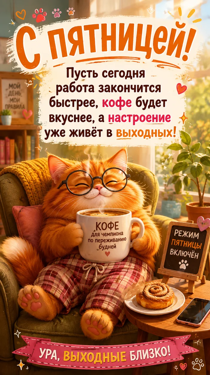 Фотооткрытка с текстом «С пятницей!»