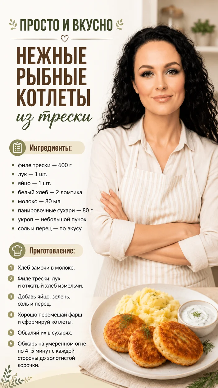 Фотосессия нежных рыбных котлет из трески