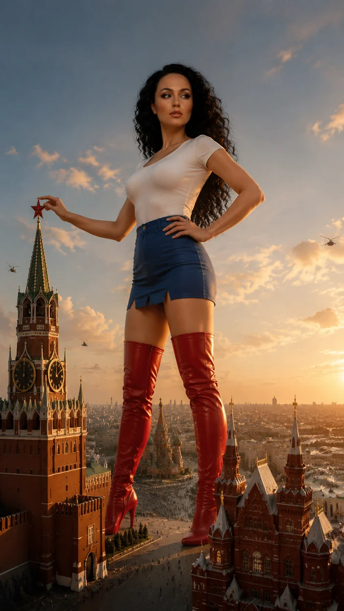 Сюрреалистичная сцена на красной площади 
