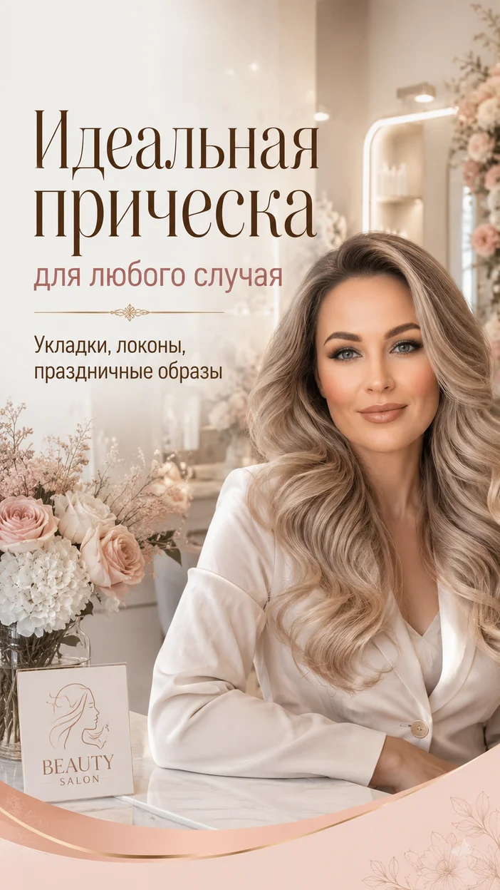 Фотосессия девушки с длинными холодно-бежевыми волосами в салоне