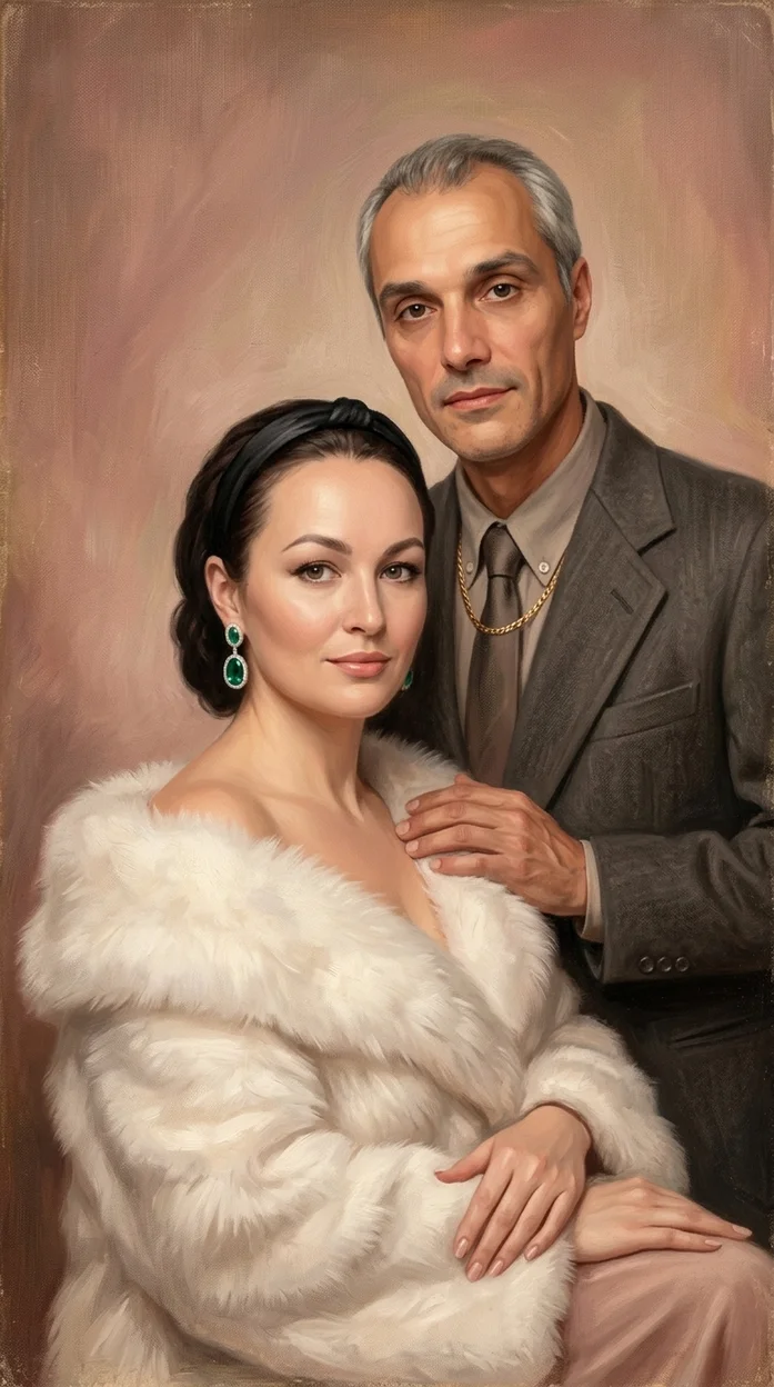  Винтажный семейный портрет в стиле классической масляной живописи