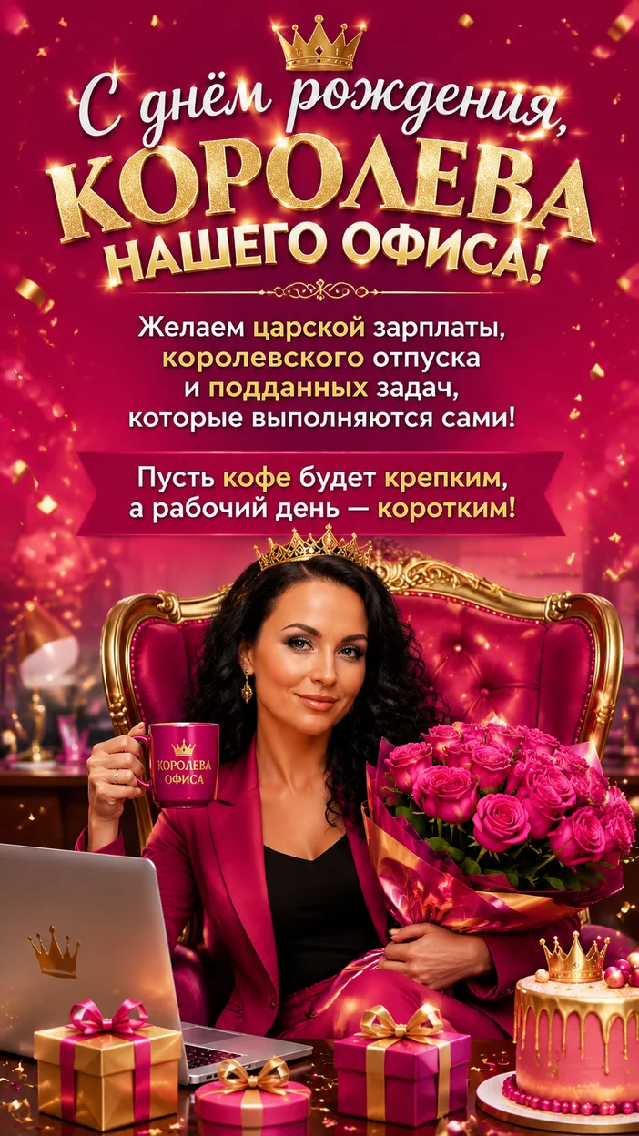Фотосессия королевы офиса на день рождения