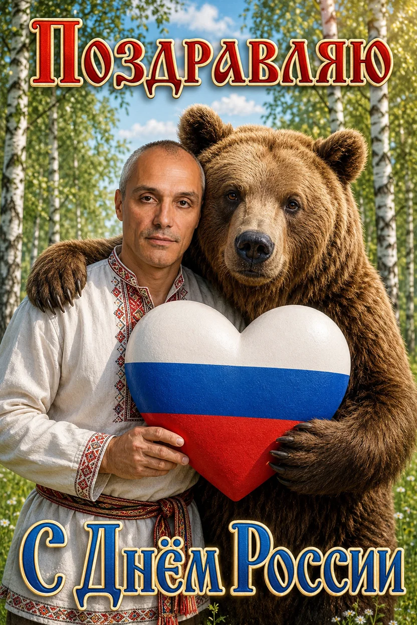 Поздравительная открытка ко Дню России.