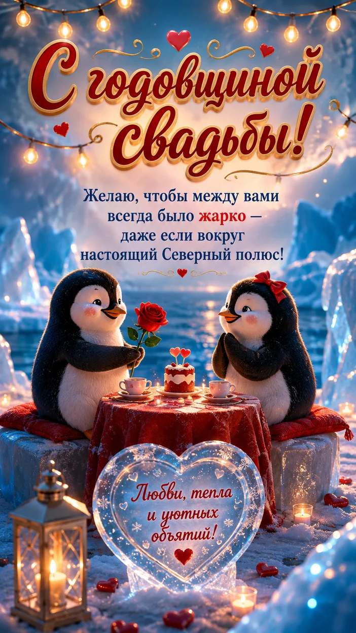 Фотосессия открытка с пингвинами на годовщину свадьбы