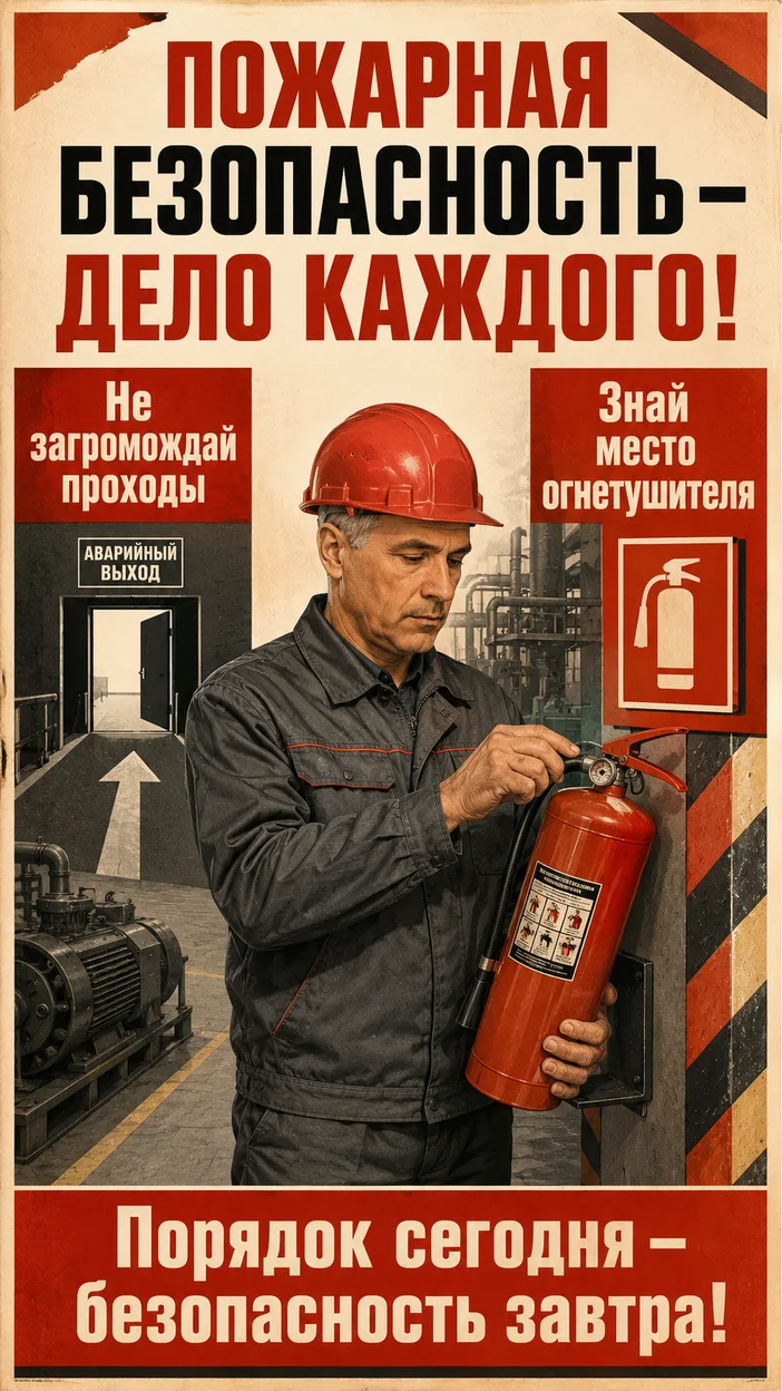 Фотосессия плаката для предприятия «ПОЖАРНАЯ БЕЗОПАСНОСТЬ — ДЕЛО КАЖДОГО!»