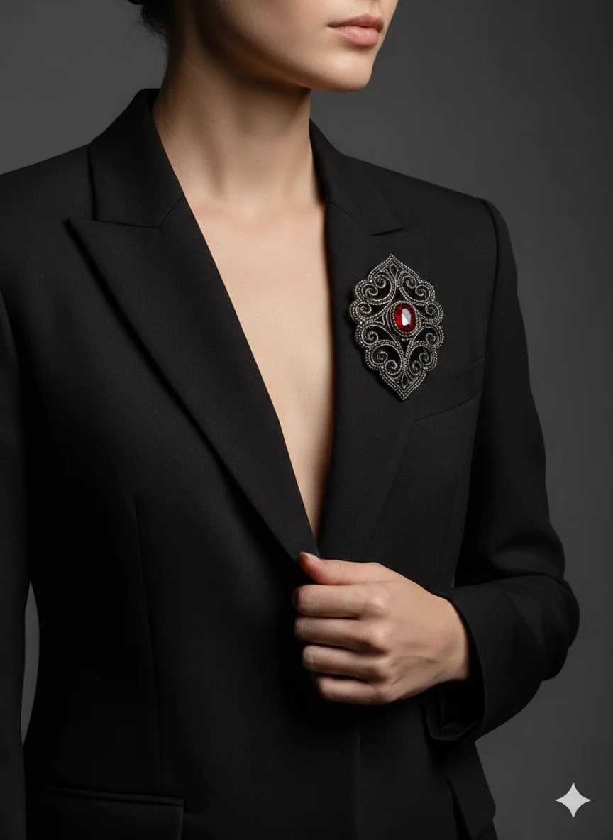 Сцена для продаж - Брошь на пиджаке