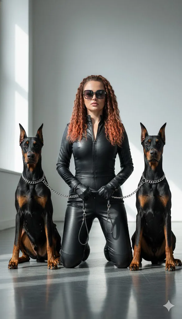 Кожаный нуар с доберманами