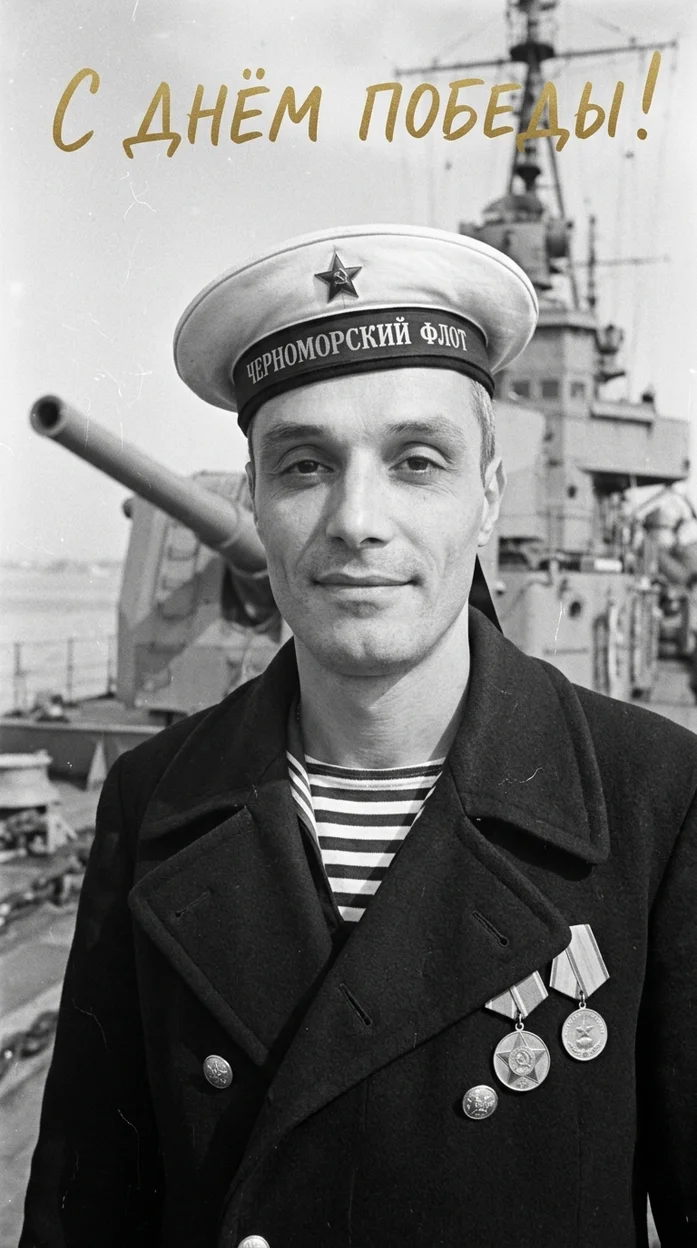 открытка С днем победы, моряк - ваше лицо
