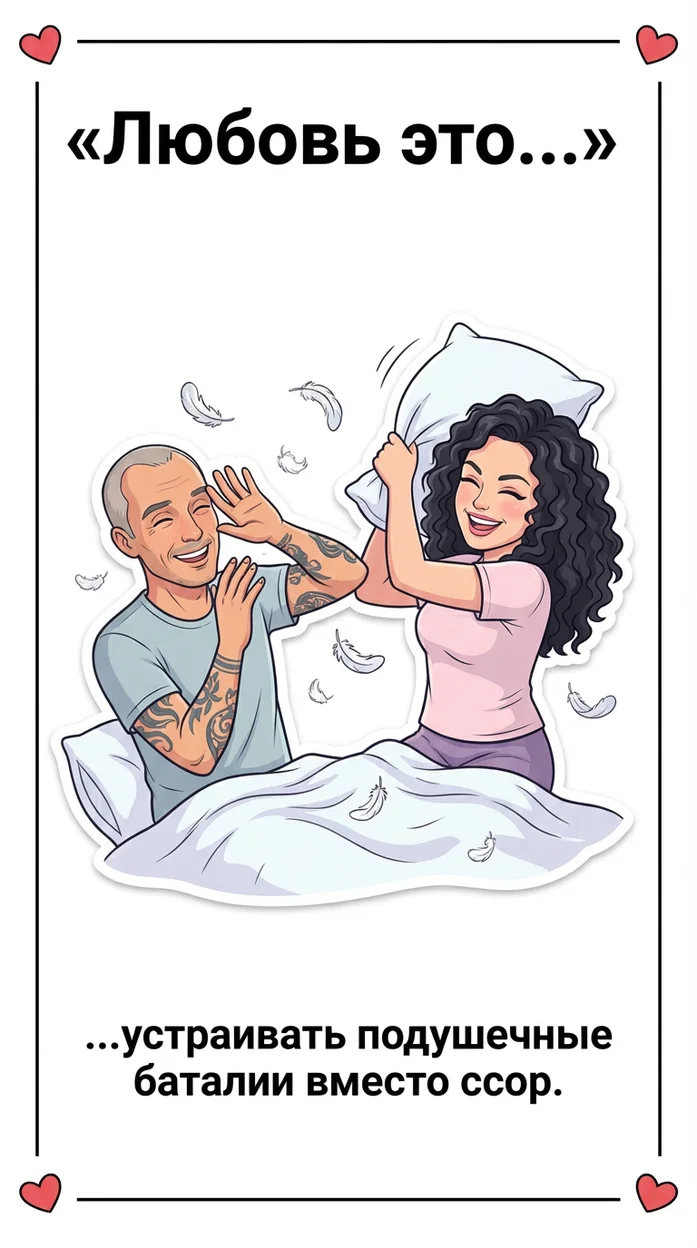 Открытка «…устраивать подушечные баталии вместо ссор.» 