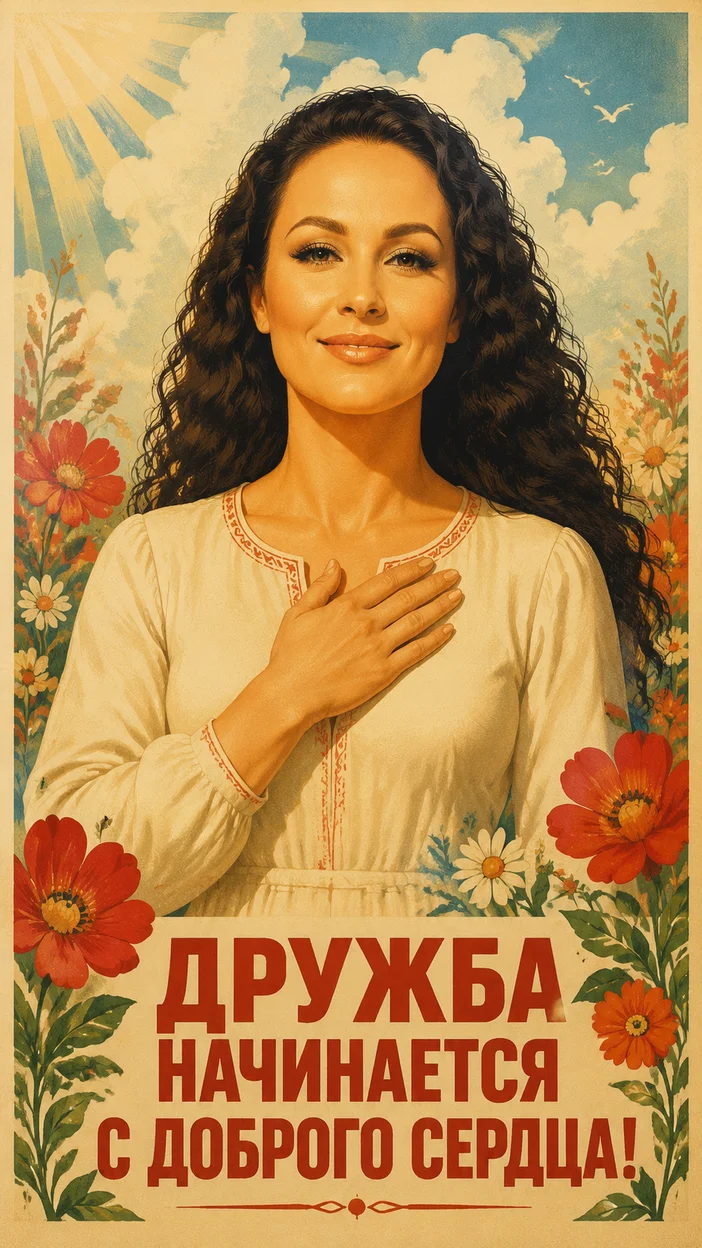 Фотооткрытка «ДРУЖБА НАЧИНАЕТСЯ С ДОБРОГО СЕРДЦА!»