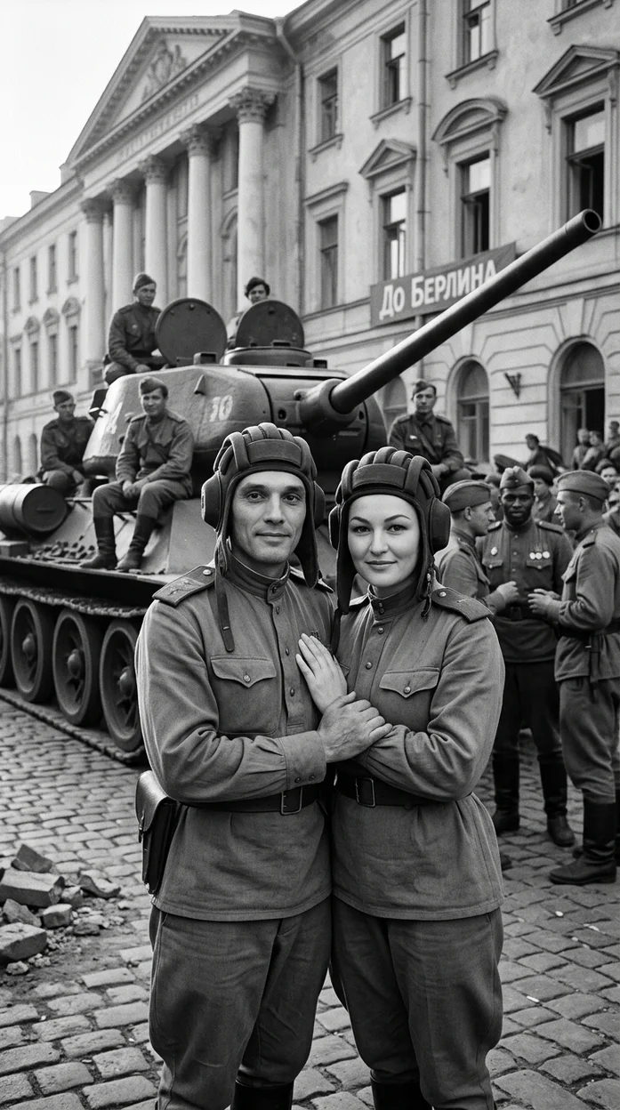 черно-белая документальная фотография в стиле военной хроники 1940-х годов