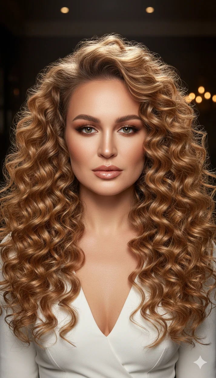 Объёмные карамельные кудри с эффектом солнечного света