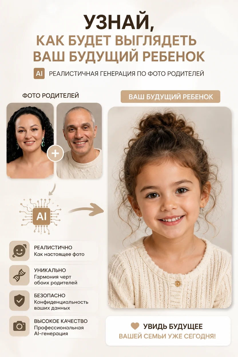Фото будущего ребенка по фото родителей ИИ