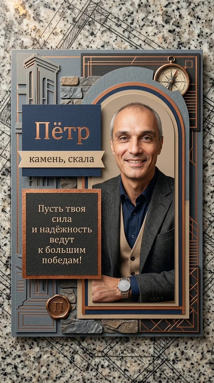«Пётр» именная открытка 