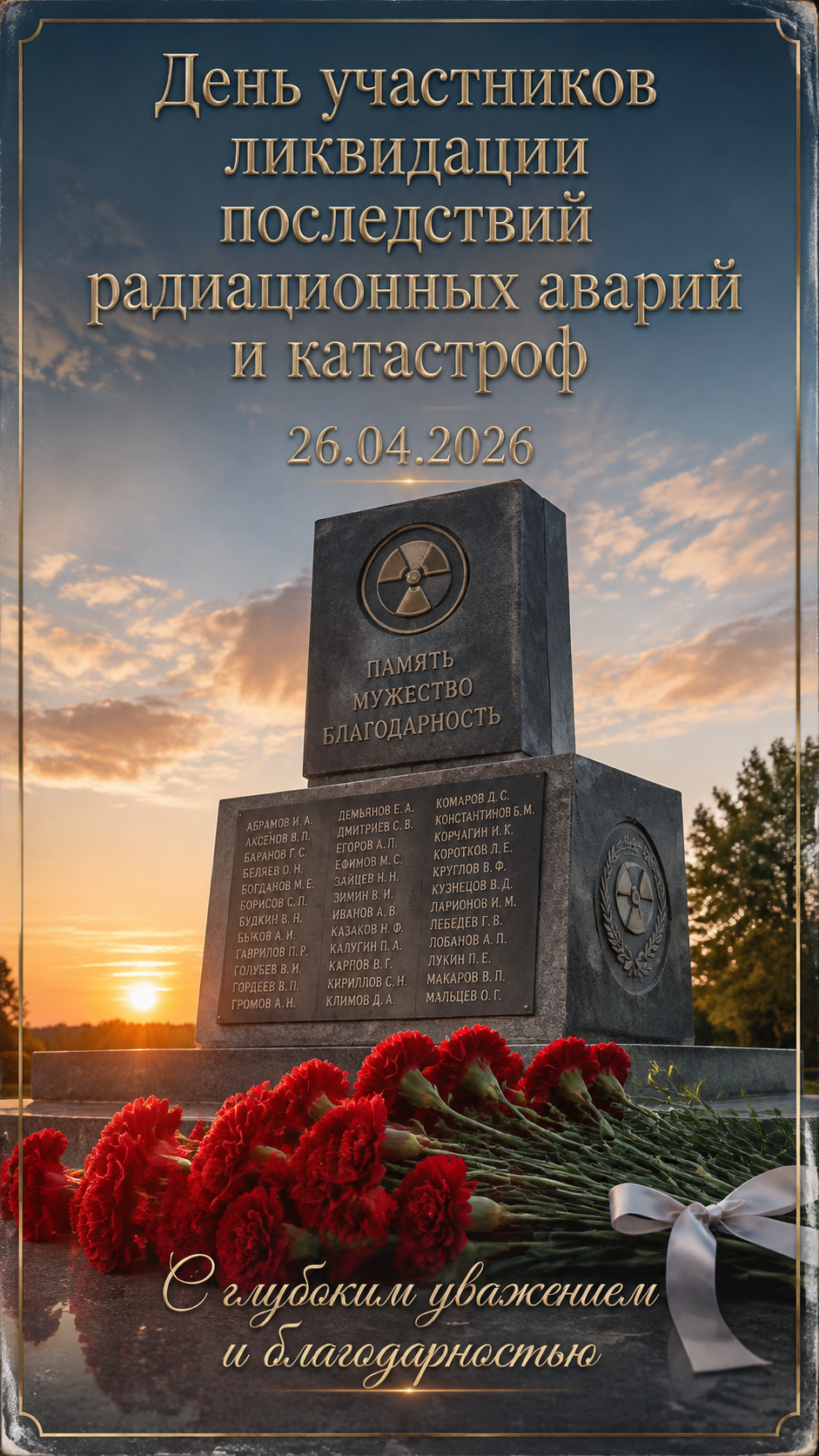 День участников ликвидации последствий радиационных аварий и катастроф — 26.04.2026 — сдержанная памятная открытка