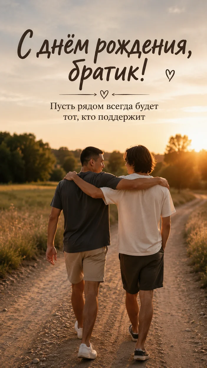 Фотосессия братья на загородной дороге - Открытка на день рождения 