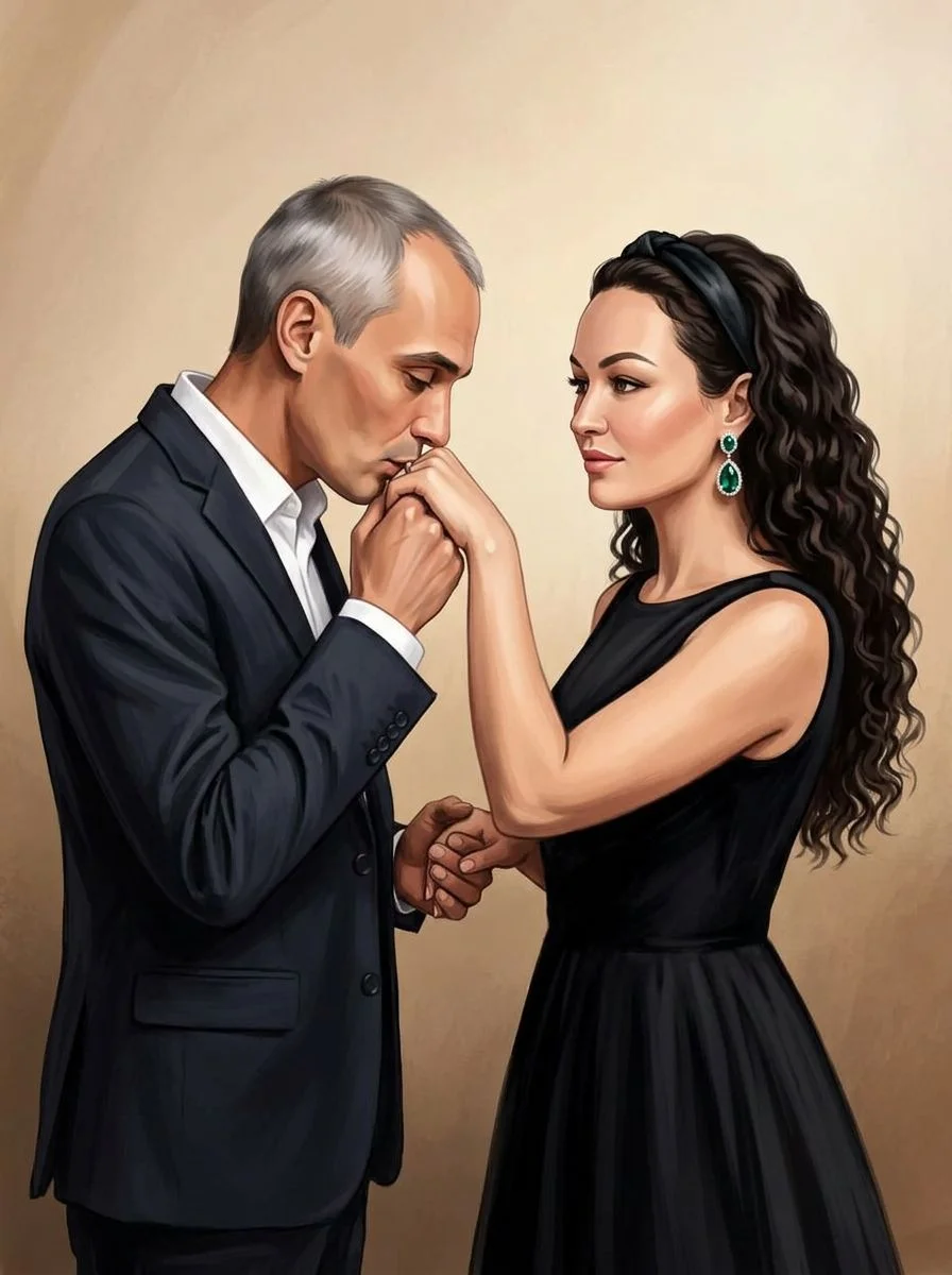 студийный портрет пары в иллюстрации 