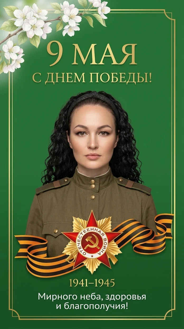 «9 МАЯ» открытка ИИ с днем Победы 
