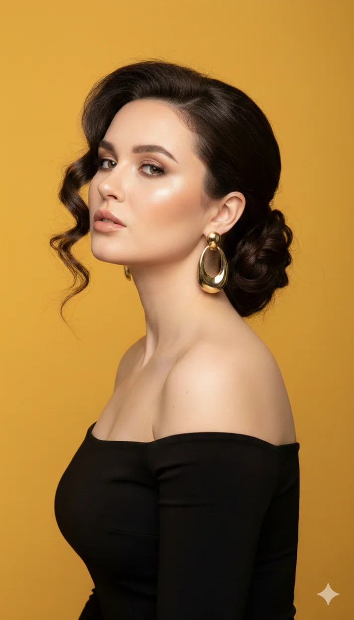 Объёмная укладка с мягкими локонами и глубоким боковым пробором - замена прически 