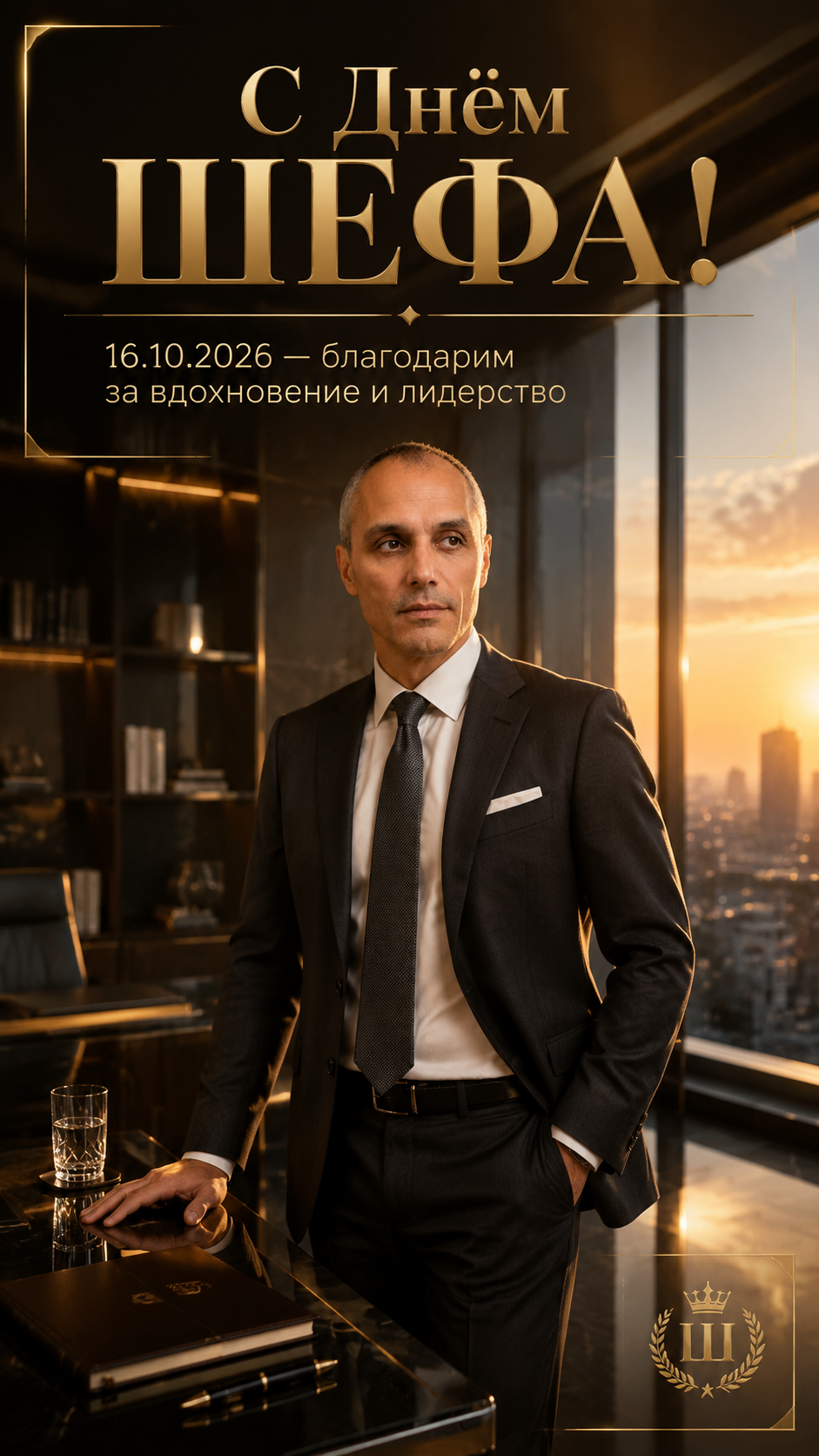 День шефа — 16.10.2026 — премиальная офисная открытка