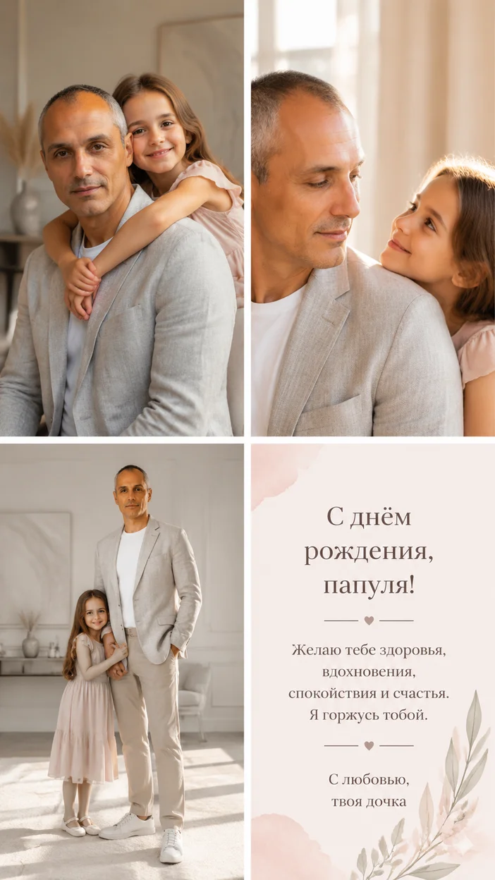 Фотосессия коллаж из 4 боксов — стильная поздравительная открытка