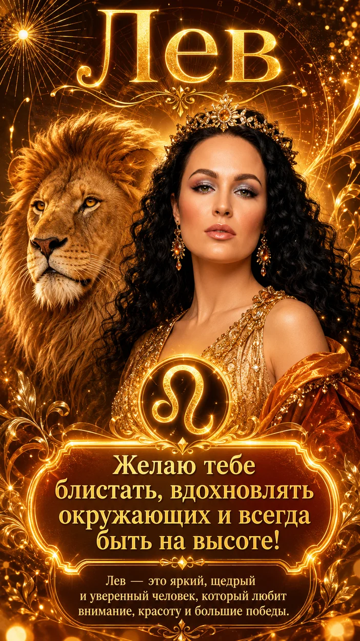 Фото по знаку зодиака - Лев , открытка с пожеланиями 