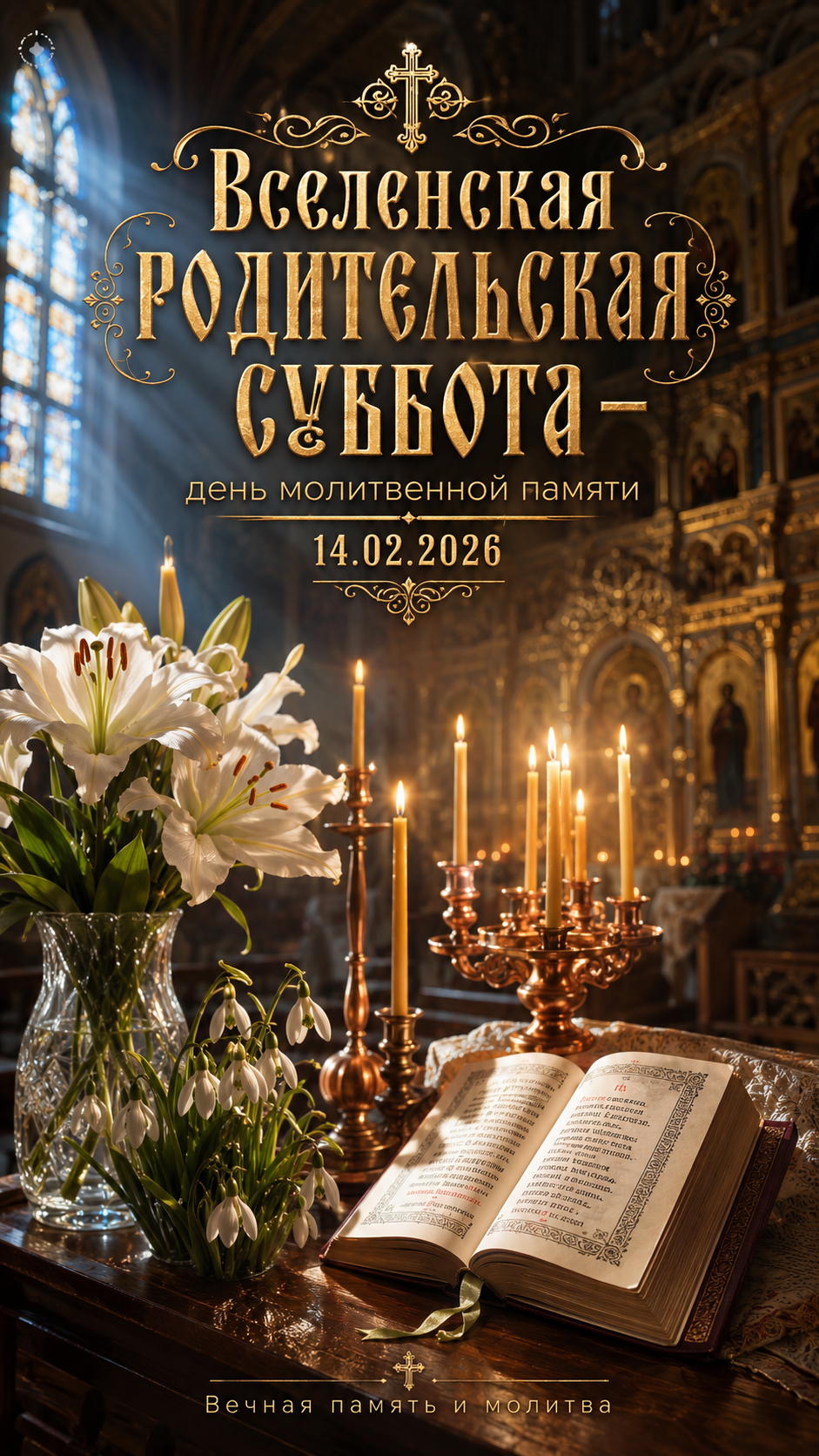 Вселенская родительская суббота — 14.02.2026 — памятная открытка в храме
