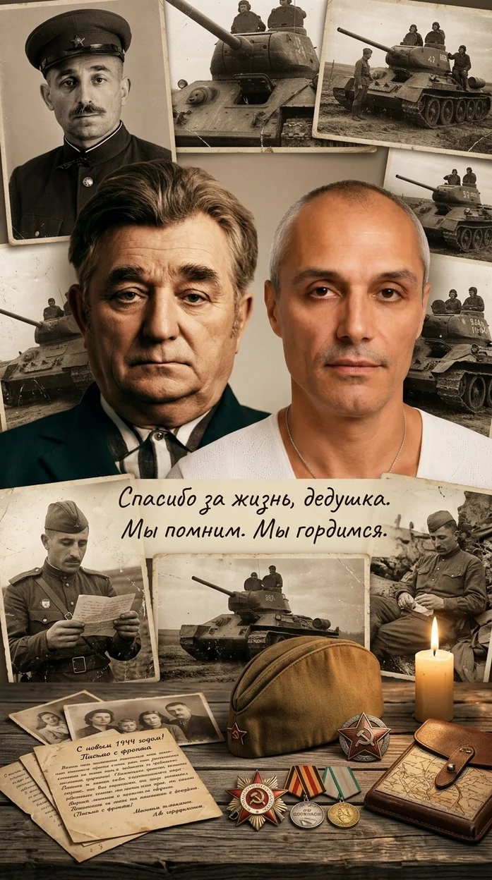 Фото с дедушкой-фронтовиком через нейросеть — память поколений