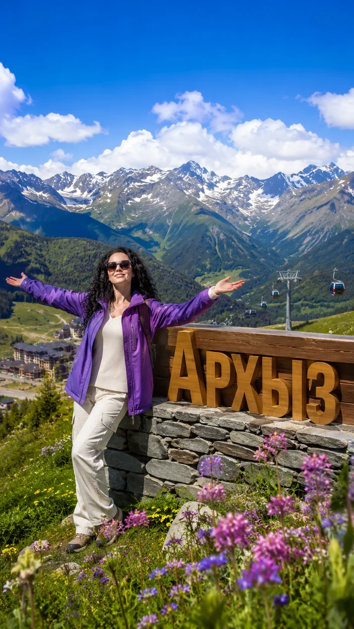 Фотосессия девушки в горах Архыза