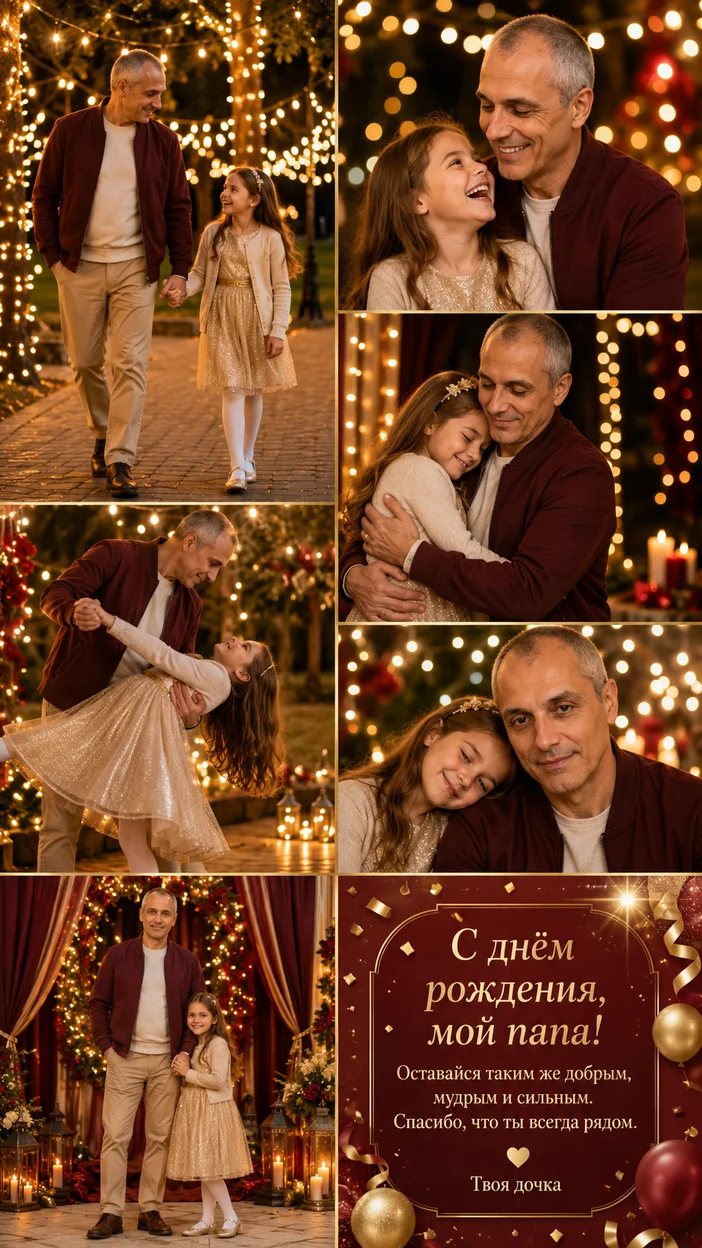 Фотосессия коллаж из 7 боксов — яркий праздничный семейный день